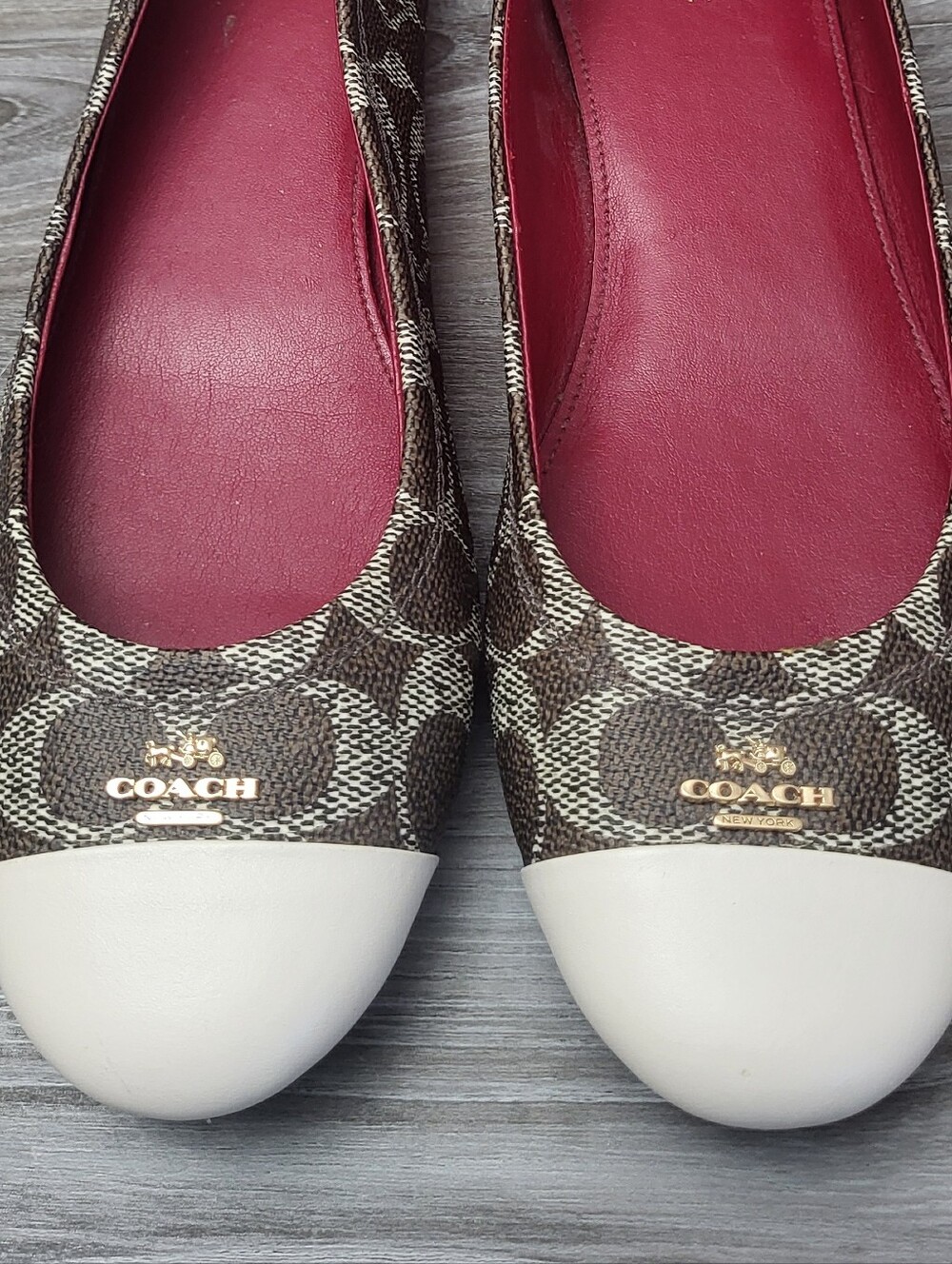 Coach Chelsea Monogram Ballet Flats Brown/White Size 9 B - Picture 8 of 10